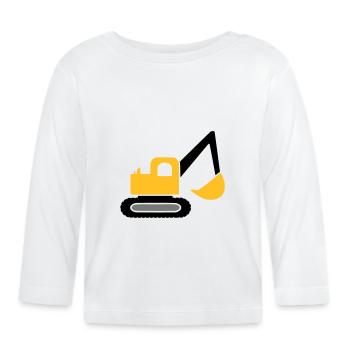 Véhicule d'excavatrice - T-shirt manches longues bio Bébé - blanc - Devant