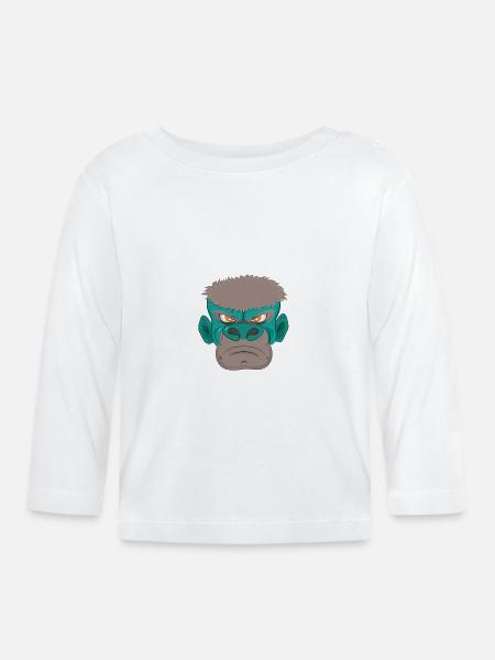 Wütender Gorilla - Baby Bio-Langarmshirt - Weiß
