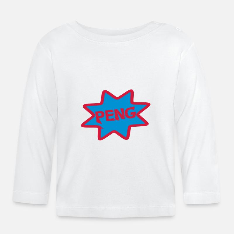 Comic Ausrufe, Ausruf, Cartoon, Peng - Baby Bio-Langarmshirt - Weiß