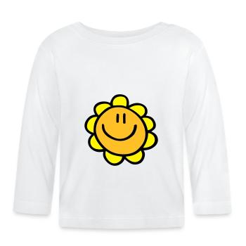 sourire de fleur de soleil - T-shirt manches longues bio Bébé - blanc - Devant