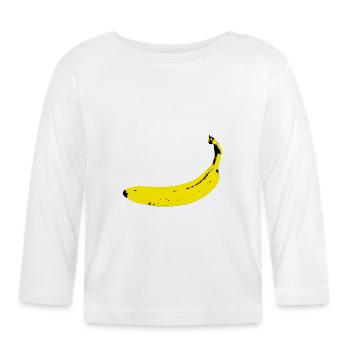 Pochoir banane - T-shirt manches longues bio Bébé - blanc - Devant