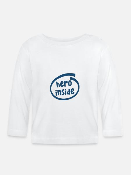 hero inside (1802C) - Baby Bio-Langarmshirt - Weiß