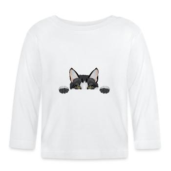 drôle de chat - T-shirt manches longues bio Bébé - blanc - Devant
