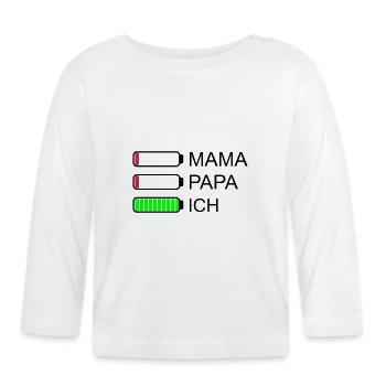 Batterie Mama Papa I vide - T-shirt manches longues bio Bébé - blanc - Devant