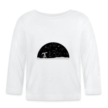 Astronomy, Telescope and stars - Organic Baby Long Sleeve T-Shirt - white - Front