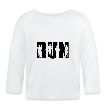 Run, Running Team, Runner - T-shirt manches longues bio Bébé - blanc - Devant