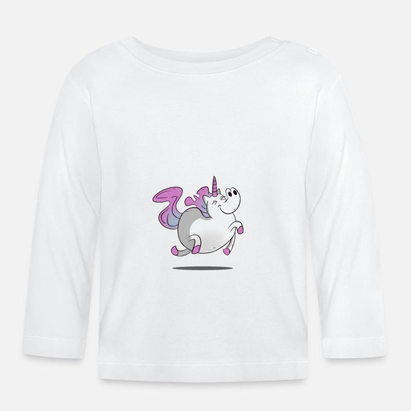 Licorne / Licorne - grasse et heureuse - T-shirt manches longues bio Bébé - blanc