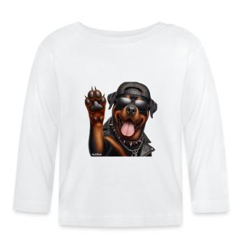 Rottweiller Salut - T-shirt manches longues bio Bébé - blanc - Devant