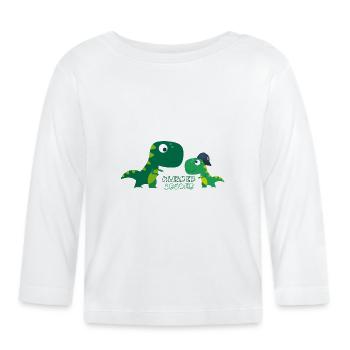 Kleiner Bruder Dino - Baby Bio-Langarmshirt - Weiß - Vorne