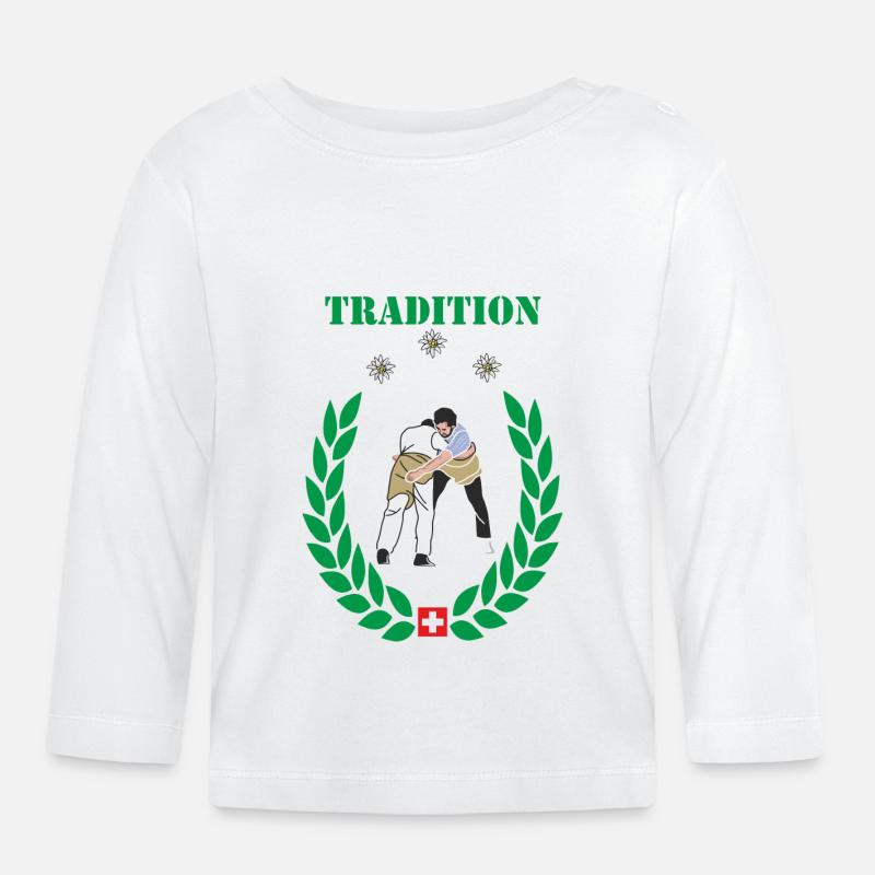 Les lutteurs manient la tradition - T-shirt manches longues bio Bébé - blanc