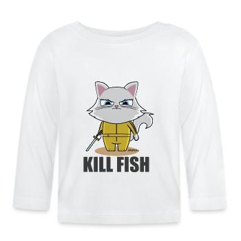 Humour de chat Kill Bill - T-shirt manches longues bio Bébé - blanc - Devant
