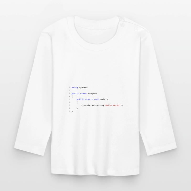 C # .NET Code Hello World Programmer Gift Organic Baby Long Sleeve T-Shirt