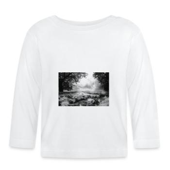 Acrylic cloud forest painting 2 acrbw - Organic Baby Long Sleeve T-Shirt - white - Front