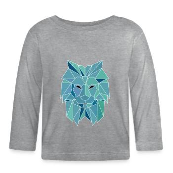 Polygone Lion - T-shirt manches longues bio Bébé - gris chiné - Devant