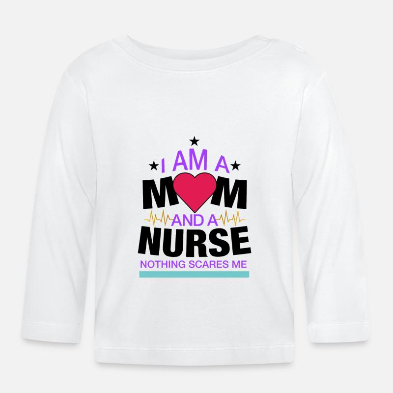 Ich bin eine Mutter und eine Krankenschwester Nichts macht mir Angst - Baby Bio-Langarmshirt - Weiß
