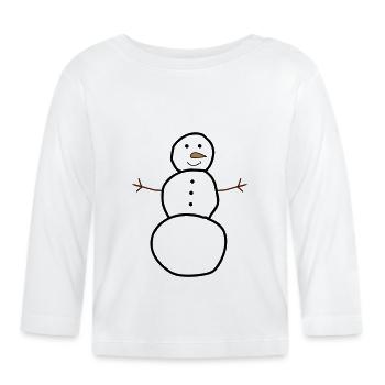 Homme de neige Dessin à la main - T-shirt manches longues bio Bébé - blanc - Devant