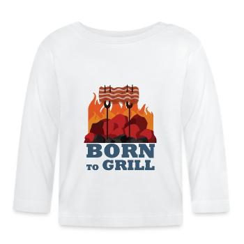 Né à gril bbq heure cadeau barbecue - T-shirt manches longues bio Bébé - blanc - Devant