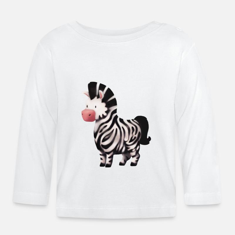 Zebra Illustration - Baby Bio-Langarmshirt - Weiß