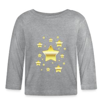 Des étoiles dans un look doré simulé - T-shirt manches longues bio Bébé - gris chiné - Devant