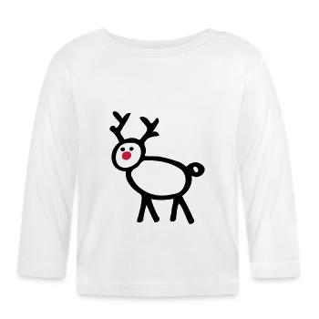 Stick figure reindeer deer funny motive - Organic Baby Long Sleeve T-Shirt - white - Front