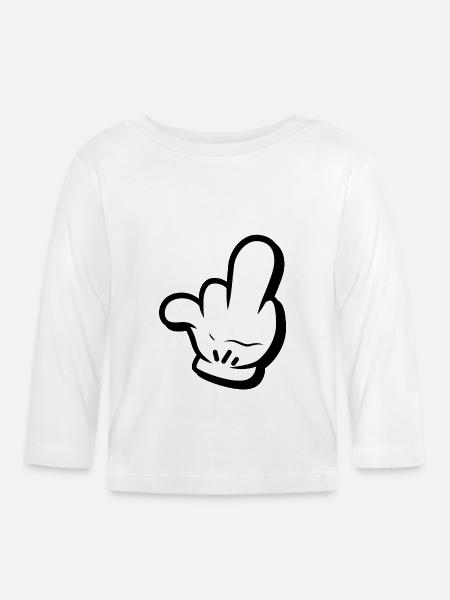 Mittelfinger Comic Style - Baby Bio-Langarmshirt - Weiß