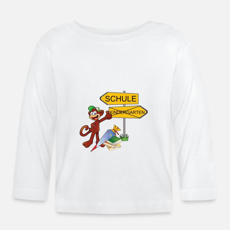 Einschulung Affe - Baby Bio-Langarmshirt - Weiß