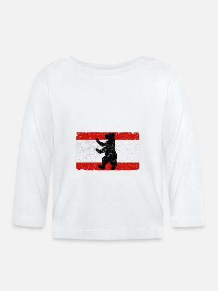 Berliner Bär mit Berlin Flagge - Baby Bio-Langarmshirt - Weiß