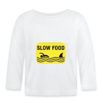 Lustig Slow Food Fast Food Hai Essen Geschenkidee - Baby Bio-Langarmshirt - Weiß - Vorne