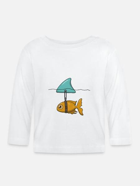 Goldfisch mit Haifischflosse - Baby Bio-Langarmshirt - Weiß
