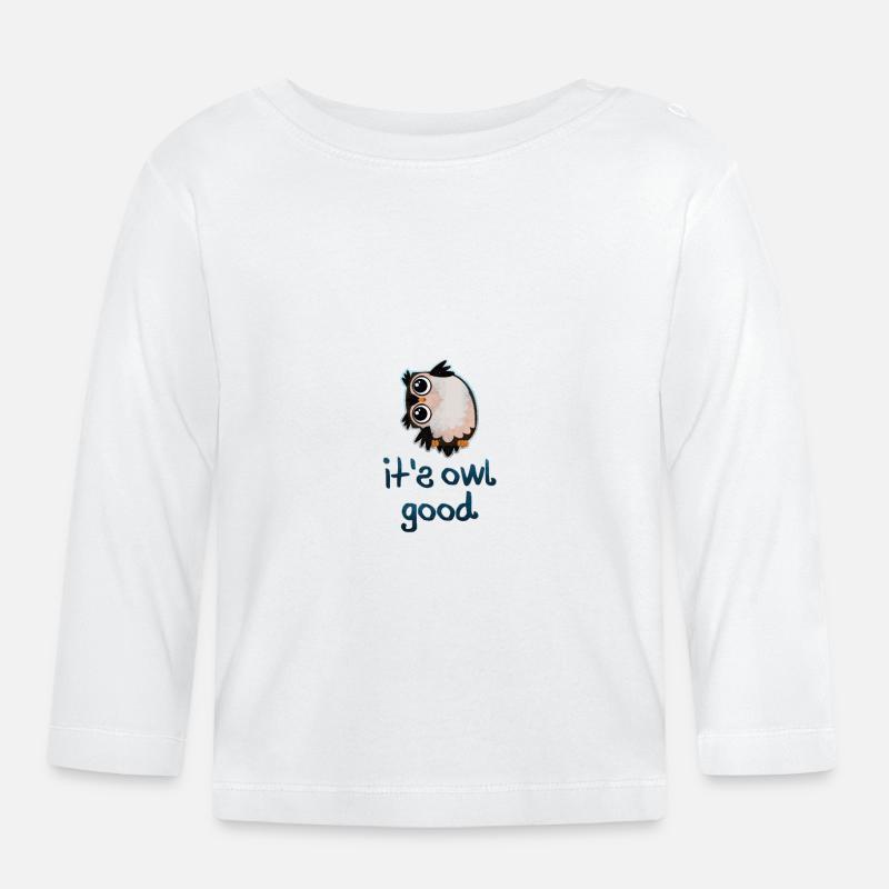 E 'buono come un gufo - Camicia da regalo di Cute Pun - Maglietta a manica lunga ecologico per bambini - bianco