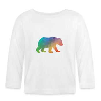 Colorful triangle design bear - Organic Baby Long Sleeve T-Shirt - white - Front