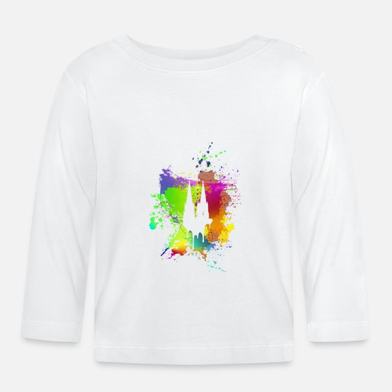 Cathédrale de Cologne - T-shirt manches longues bio Bébé - blanc