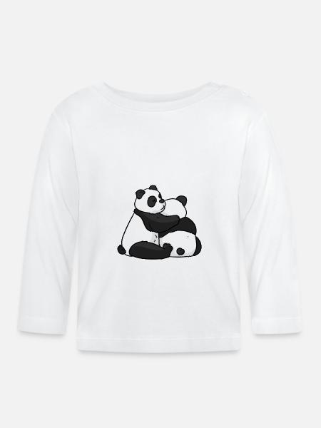 Liebende Panda - Baby Bio-Langarmshirt - Weiß