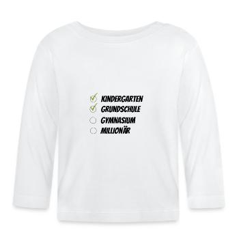 kindergarten grundschule gymnasium millionär 2020 - Baby Bio-Langarmshirt - Weiß - Vorne