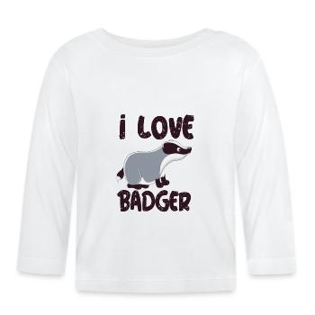 j'aime le blaireau j'aime le blaireau blaireau blaireau forêt - T-shirt manches longues bio Bébé - blanc - Devant