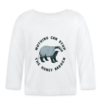 j'aime le blaireau j'aime le blaireau blaireau blaireau forêt - T-shirt manches longues bio Bébé - blanc - Devant