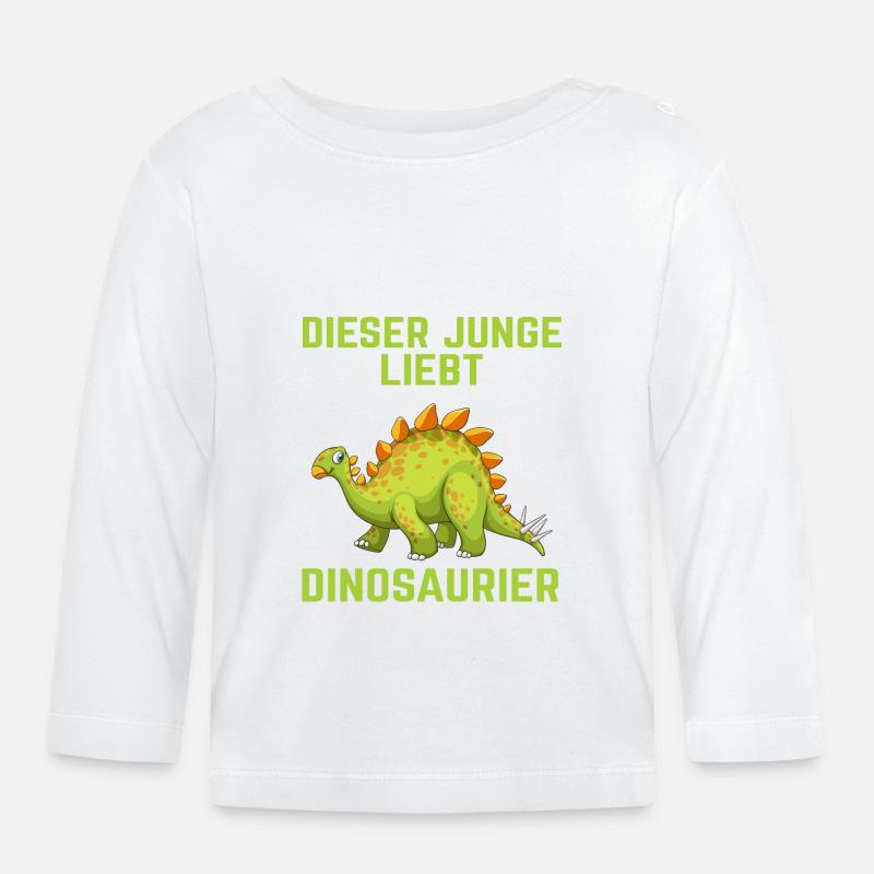 Dino Dinosaurier T-Rex Boy Junge Geschenk - Baby Bio-Langarmshirt - Weiß