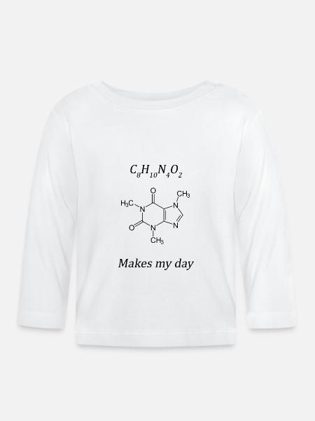 Caffeine makes my day - Baby Bio-Langarmshirt - Weiß