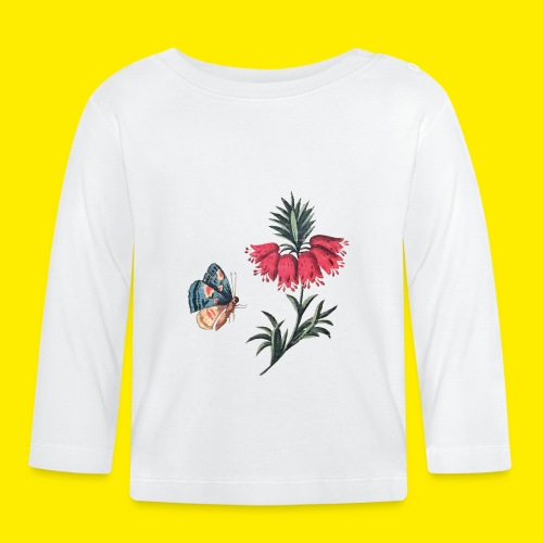 Flygende sommerfugl med blomster - Økologisk langarmet baby-T-skjorte