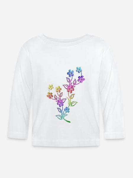 Blumen bunt bunte Blumenranke Blume - Baby Bio-Langarmshirt - Weiß