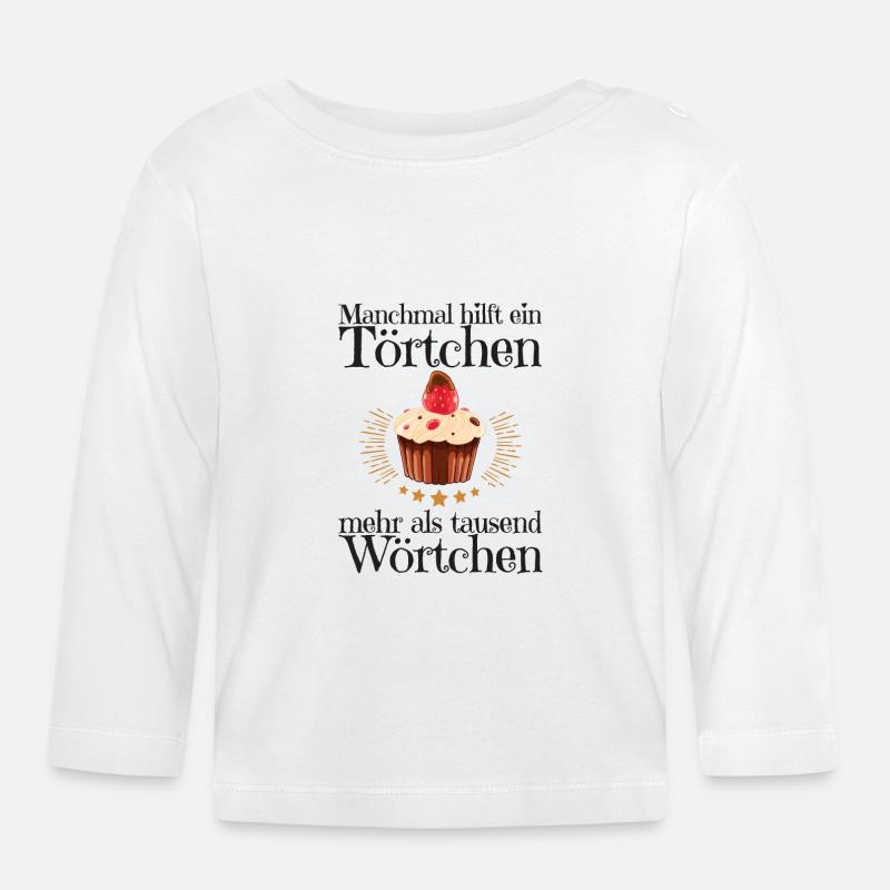 Cupcake wörtchen Gâteaue Mots Cupcake noir - T-shirt manches longues bio Bébé - blanc