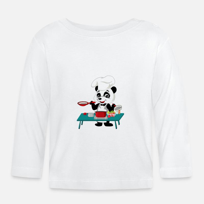 Panda Cook - Baby Bio-Langarmshirt - Weiß