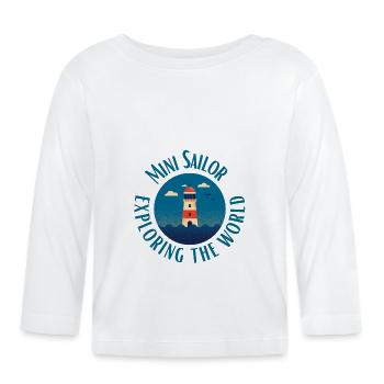 Der/die kleine Matrose/in erkundet die Welt - Baby Bio-Langarmshirt - Weiß - Vorne