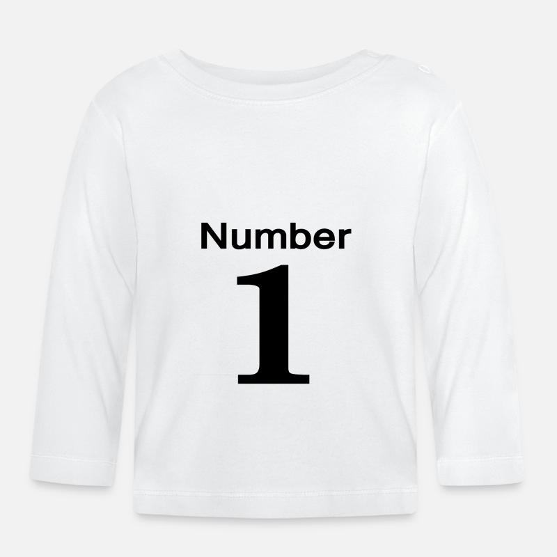 number 1 - T-shirt manches longues bio Bébé - blanc