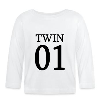 Twin 01 02 Zwillinge Partnerlook Zwilling Geschenk - Baby Bio-Langarmshirt - Weiß - Vorne