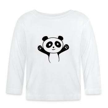 Panda Umarmung – Süßer Kawaii Manga Kuschelbär - Baby Bio-Langarmshirt - Weiß - Vorne