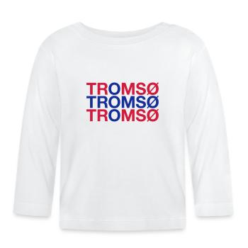 TROMSO Norway Norwegen Norge Norwegische Flagge - Baby Bio-Langarmshirt - Weiß - Vorne