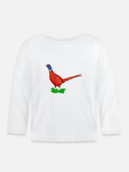 Farbiger Fasan Abenteuer Grafik - Baby Bio-Langarmshirt - Weiß
