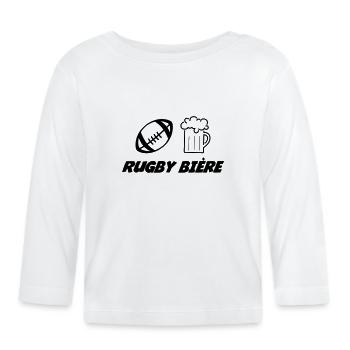 Rugby - T-shirt manches longues bio Bébé - blanc - Devant