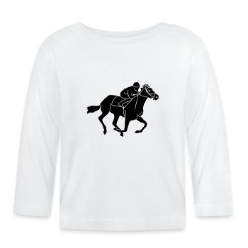 Équestre - courses de galop - T-shirt manches longues bio Bébé - blanc - Devant